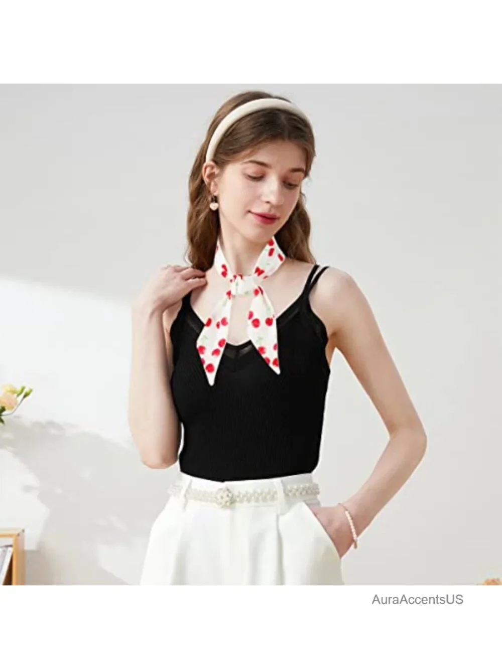 Silk Feel Polyester Reversible Fashion Scarf Hair Accessory Neck Ribbon